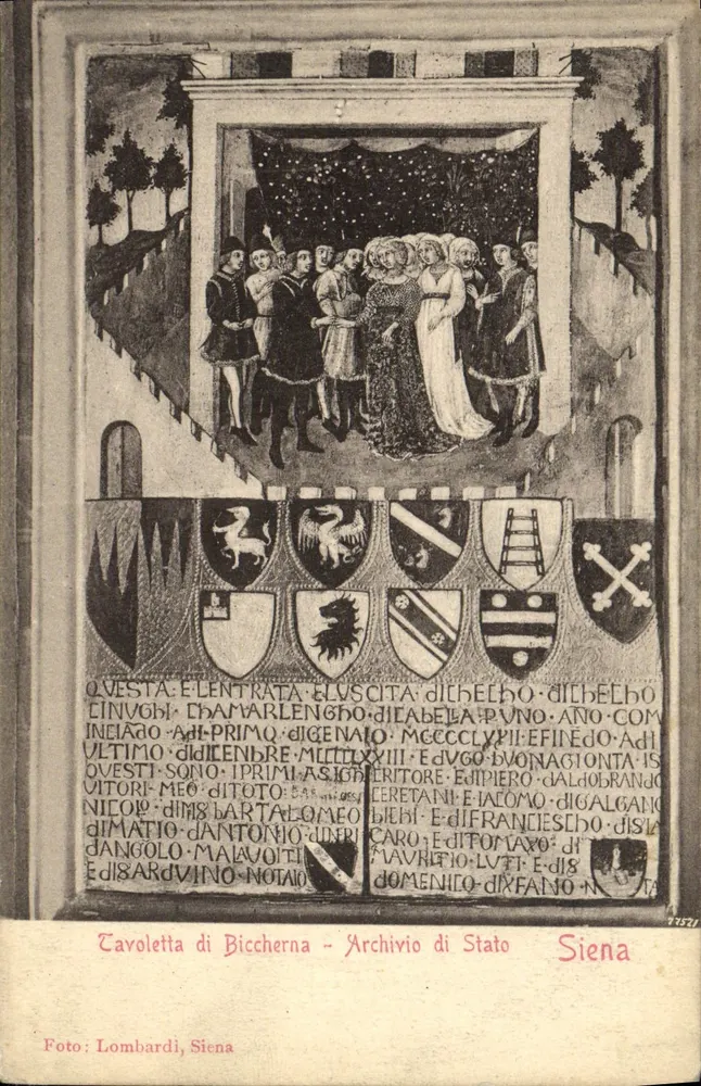Tafel der Biccherna — Staatsarchiv Siena — Photo Lombardi - Vorderseite