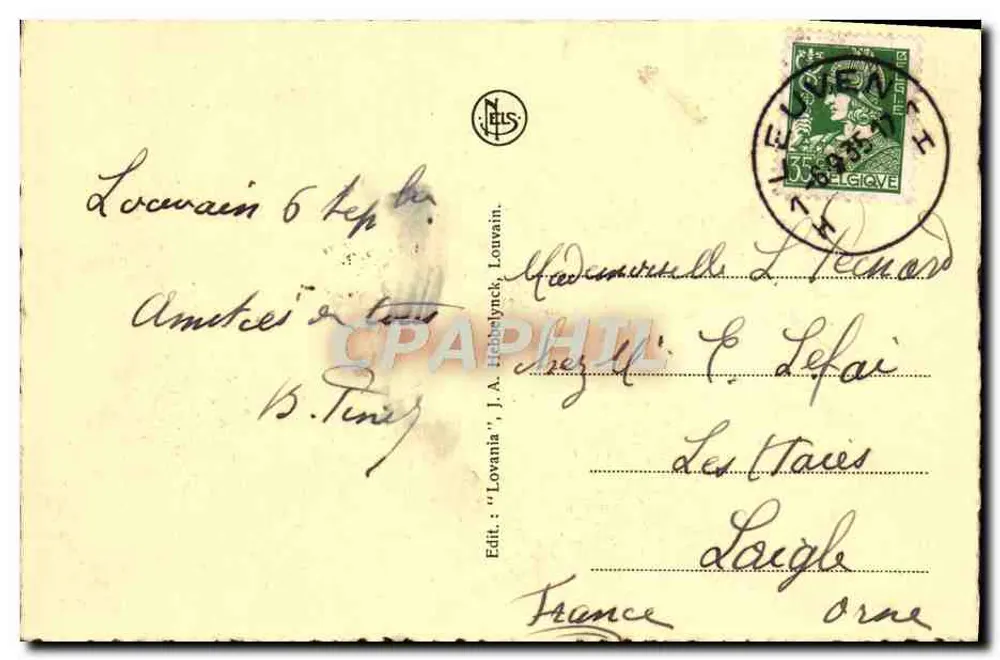Biblioteca da Universidade — Louvain — Editor N. Leis - Verso
