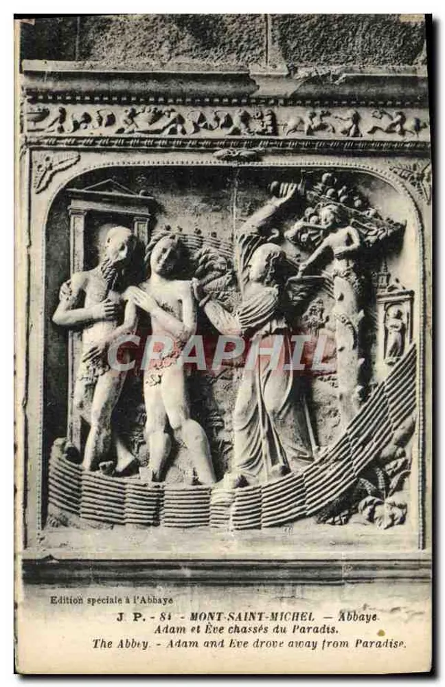 Mont-Saint-Michel — Abtei — Adam und Eva aus dem Paradies vertrieben — J.P. - 84 - Vorderseite