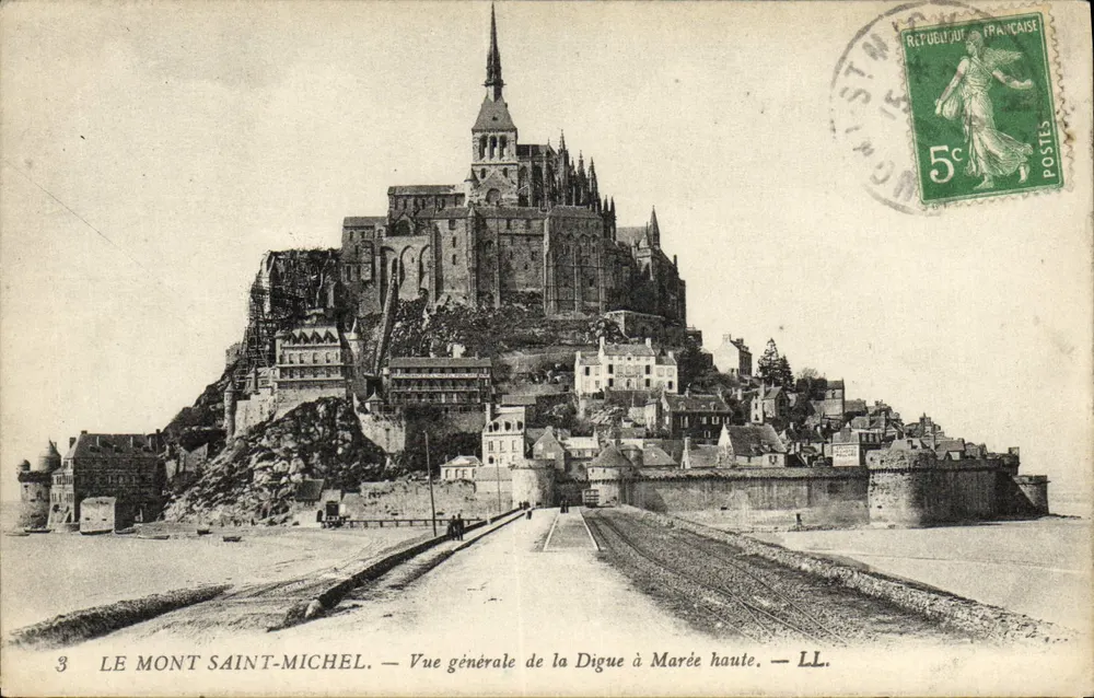 Mont Saint-Michel — Allgemeiner Blick auf die Deiche bei Ebbe — LL. - Vorderseite