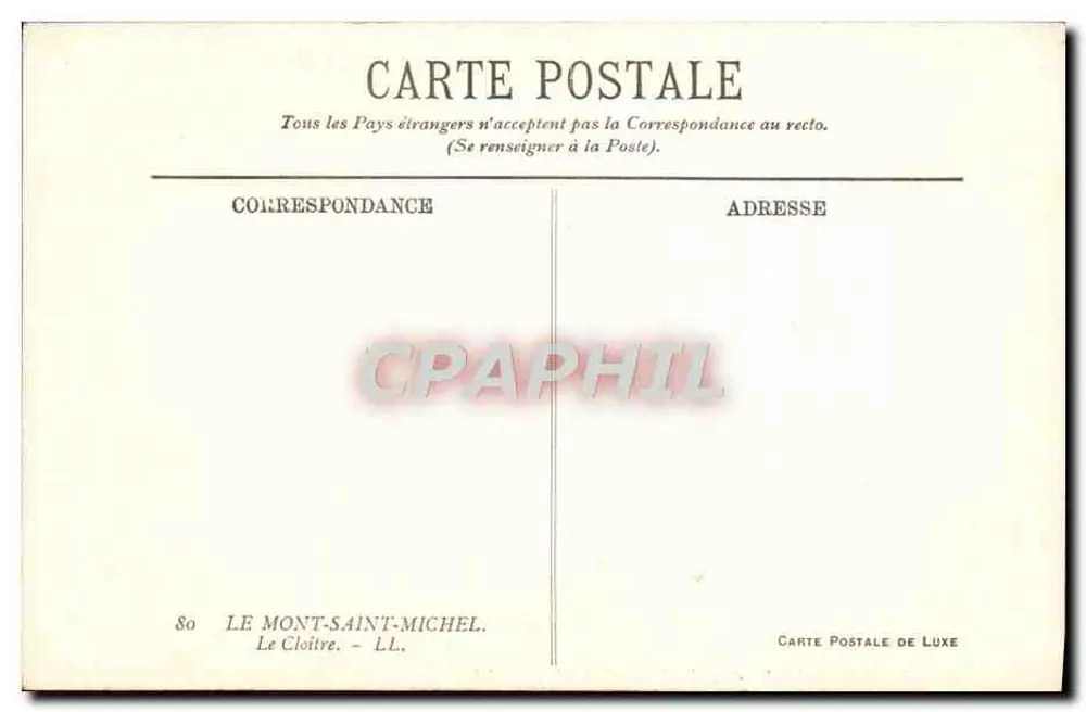 Monte-São-Miécles — O Claustro — Carte Postale de Luxe L.L. - Verso
