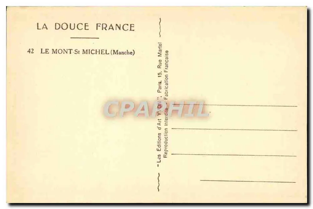 Mont Saint Michel — Panoramablick — Les Éditions d'Art Yvon, Paris - Rückseite