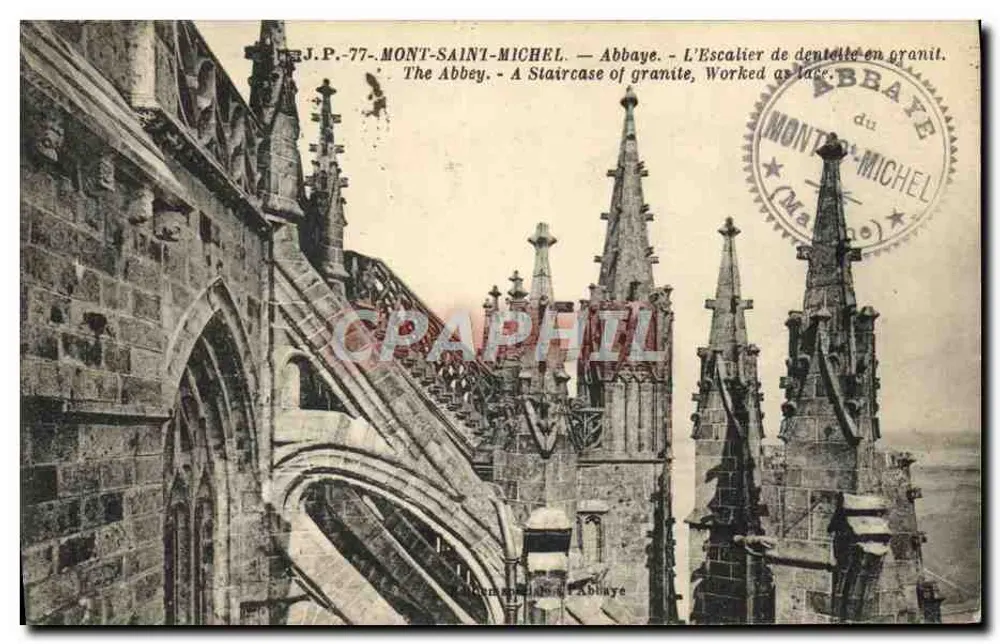Mont-Saint-Michel — L'Escalier de dentelle en granit — J.P.-77 — Éditeur non identifié - Recto