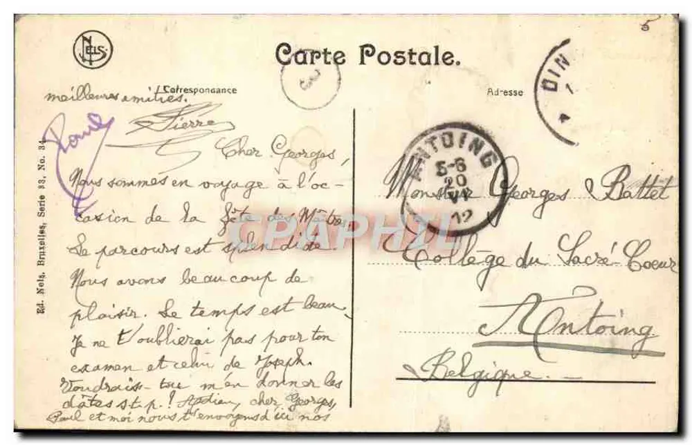 Dinant — Os Rochos de Freyr — Éd. Rels, Bruxelas, Série 83 - Verso
