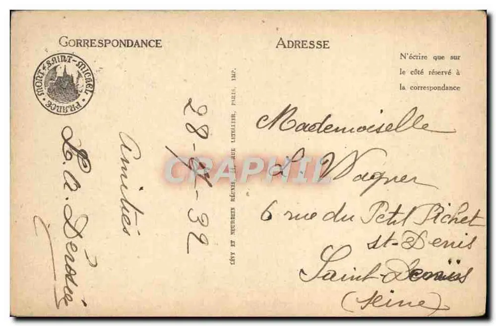 Monte Santo Michel — Lado Sul-Este — I.L. — Editora: I.L. — N° 5 - Verso