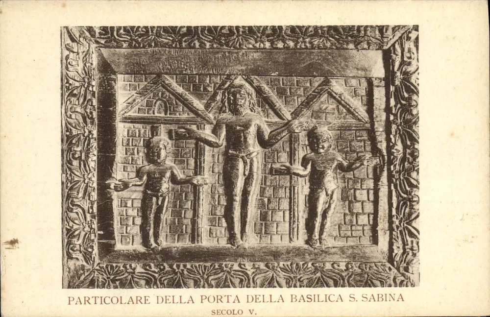 Porte de la basilique S. Sabina — détail sculpté du Ve siècle — Stab Sansaini, Rome - Recto