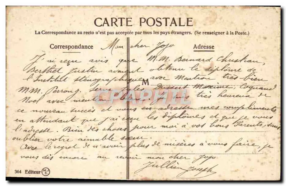 Konstantinopel. Fontaine Guillaume II. — Verlag M. d'Éditeur, n° 364 - Rückseite