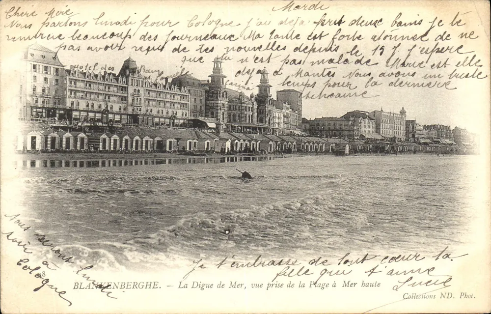 Blanckenbergh - Der Seedamm, Aussicht vom Strand bei Ebbe - Vorderseite