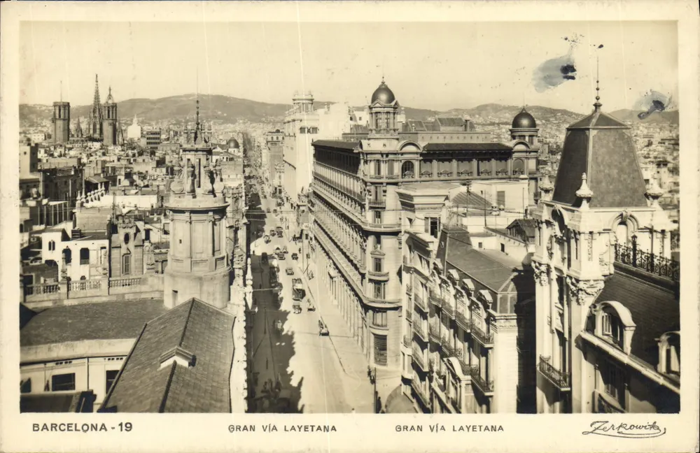 Barcelona - Grand Via Layetana — vista aérea — Zerkowitz, n°19 - Frente