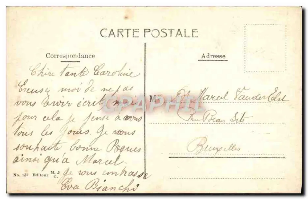 Konstantinopel — Innenansicht der Moschee St. Sophie — Verlag M. J. Nr. 137 - Rückseite