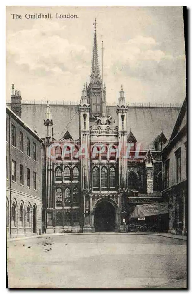 The Guildhall, Londres — vista do edifício gótico com seu sino — impressa na Alemanha - Frente