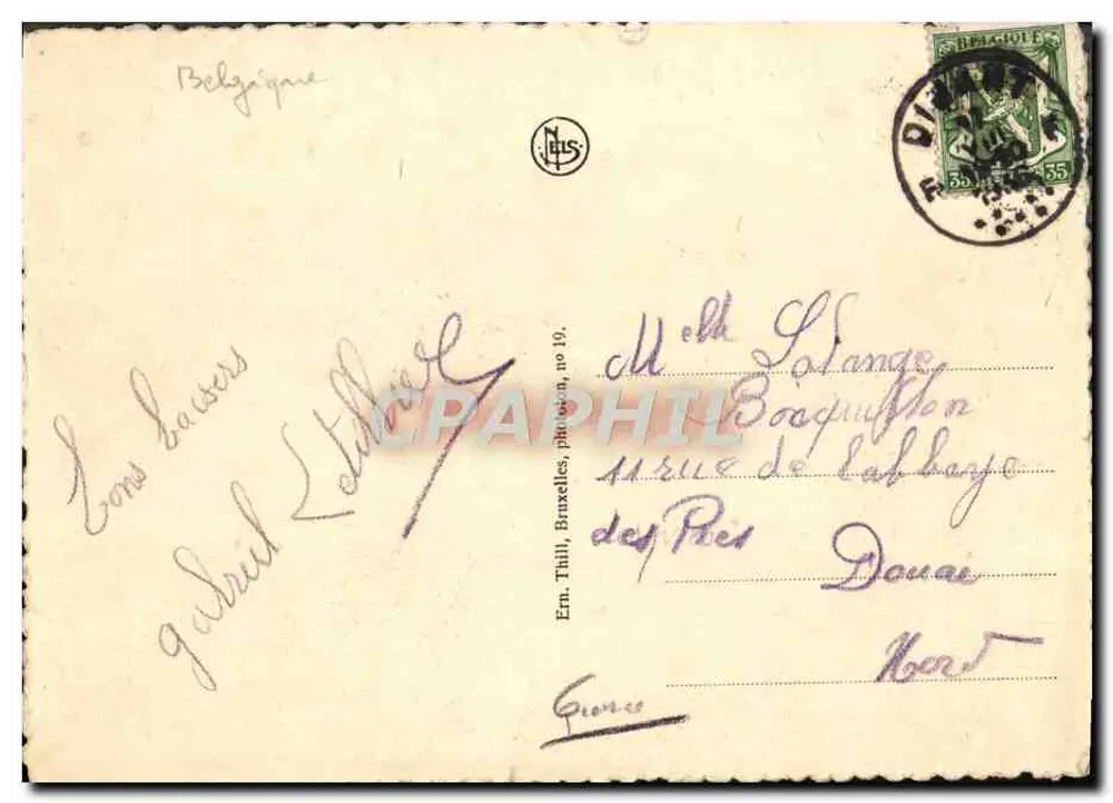 Dinant — Rathaus und Zitadelle — Verlag E. Thill, Brüssel, Nr. 19 - Rückseite