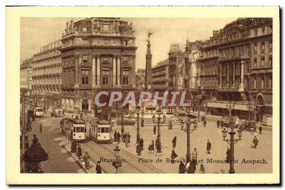 Brüssel — Place de Brouckère und Anspach-Denkmal - Vorderseite