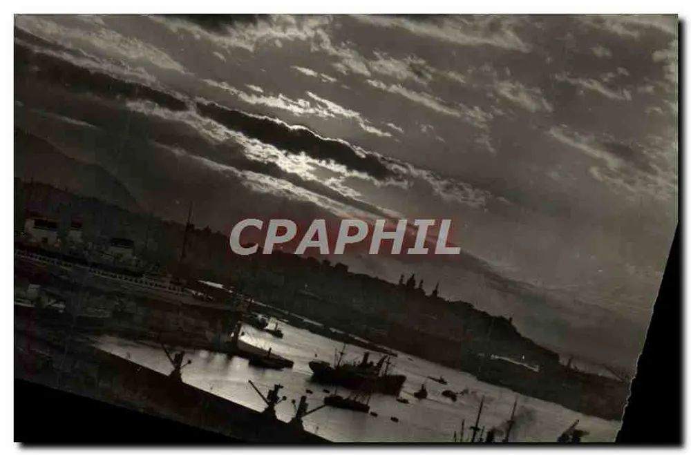Port de nuit — vue d'un port avec des navires et un ciel nuageux — éditeur Edizioni C. Ganovò, n° 130 - Vorderseite