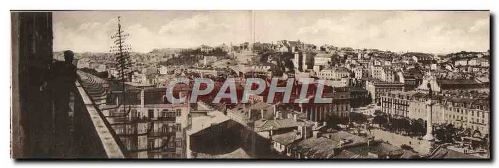 Panorama de Lisbonne — vue panoramique de la ville avec le château sur la colline — éditeur non visible - Rückseite