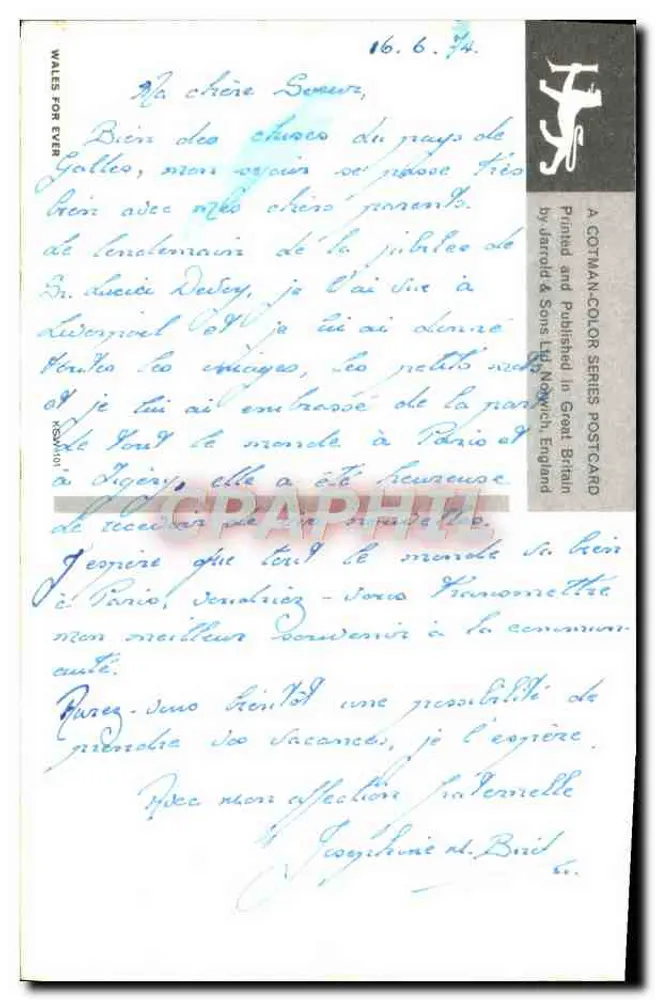 Dwie kobiety w tradycyjnym stroju walijskim — Cymru am byth — wydawca G. & S. Ltd, Norwich - Rewers