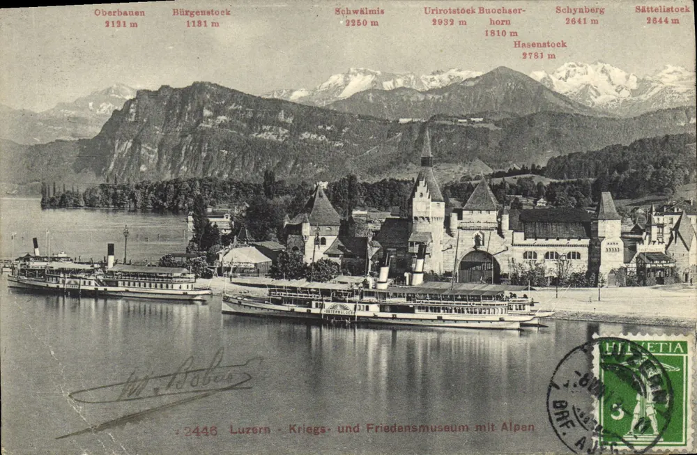 Luzern - Kriegs- und Friedensmuseum mit Alpen — éditeur PHOTON ZÜRICH, n° 2446 - Awers