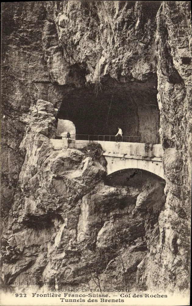 Französisch-schweizerische Grenze — Tunnels der Brenets — Col des Roches — Verlag L. Galland, Nr. 922 - Vorderseite
