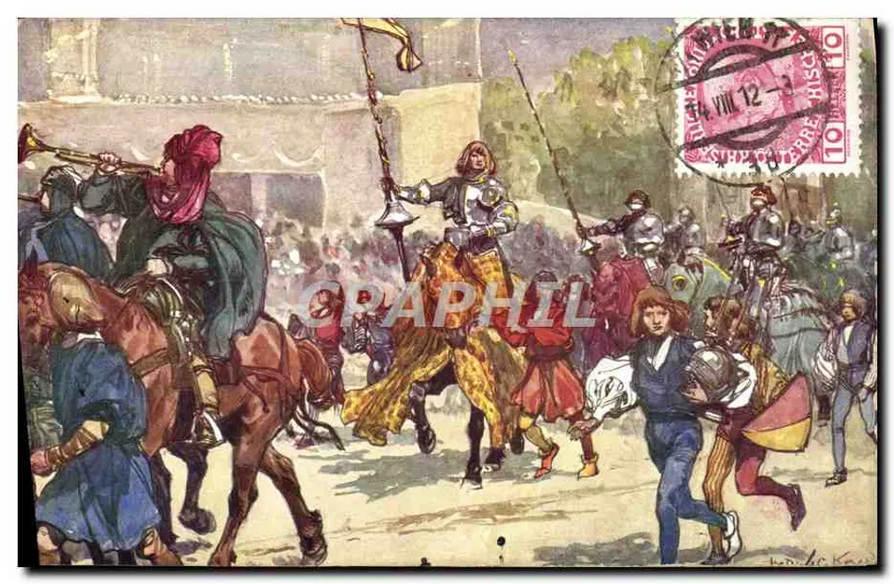 Ritter und Zuschauer — Imperiales Fest in Wien 1908 — Gruppe IV, Kaiser-Jubiläumszug - Vorderseite