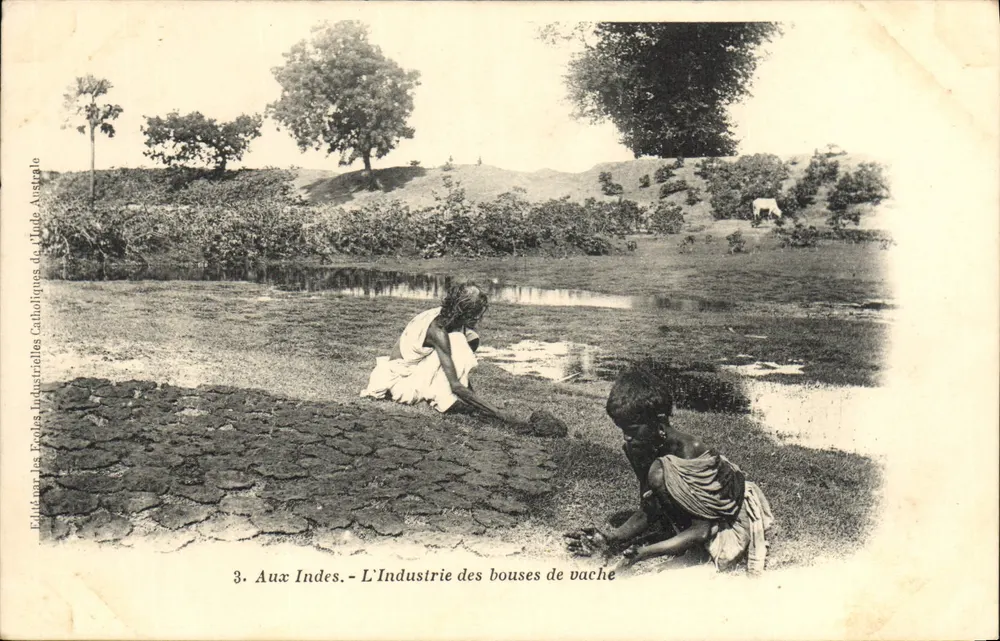 In den Indien — Die Kuhdung-Industrie — Ausgabe der katholischen Industrialschulen von Austral-Indien - Vorderseite