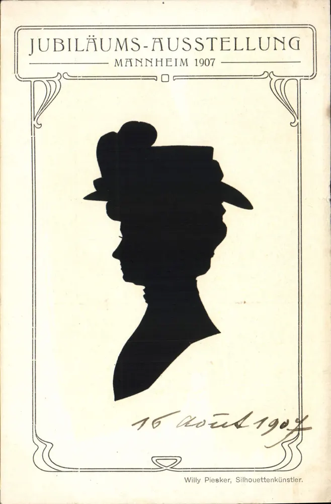 Silhouette d'une femme — exposition jubilaire Mannheim 1907 — Willy Piesker, Silhouettenkünstler - Frente