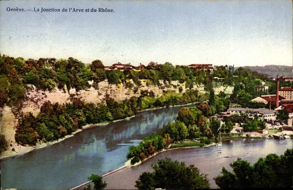 Genebra — A Confluença dos Rios Arve e Rhône — Editor P.H. 313 - Frente