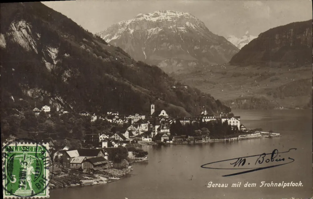 Gersau mit dem Frohnalpstock — Panoramablick — Verlag W. Zimmarmann-Städtlen, Luzern - Vorderseite