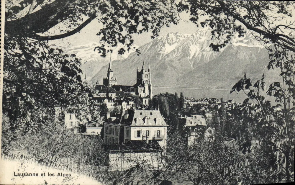 Lausanne en de Alpen — A. Trub & Cie, Lausanne - Voorkant