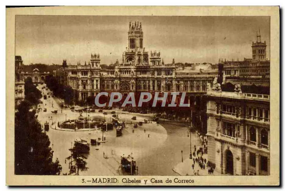 Madryt: Cibeles i Kancelaria Pocztowa — Heliotipia Artystyczna Hiszpańska - Awers