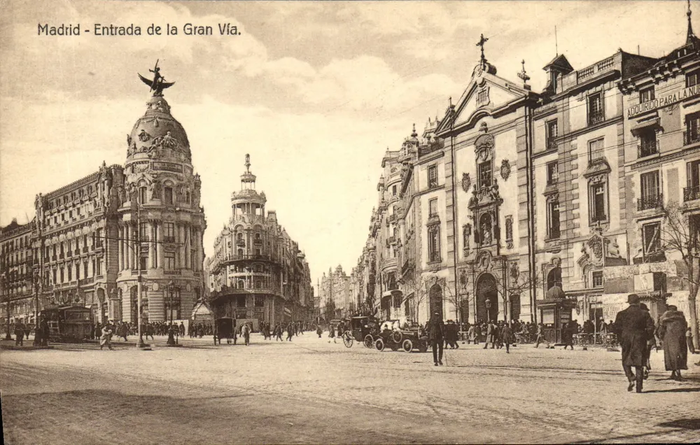 Madryt — Wejście na Gran Vía — Wydawnictwo Gárate, Madryt-Parýs - Awers