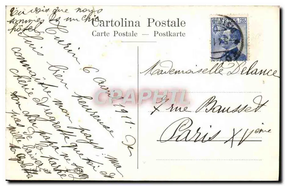 Grand Hôtel Suisse Terminus — Turin (gegenüber der Bahnhof) — Verlag nicht sichtbar - Rückseite