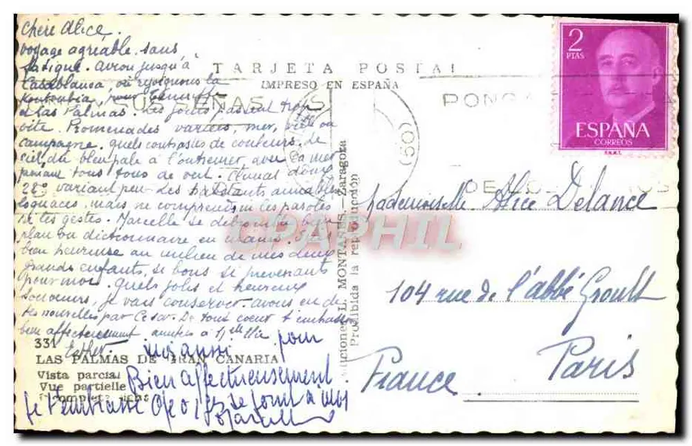 Teilansicht von Las Palmas de Gran Canaria — Verlag Graphphil, Nr. 331 - Rückseite