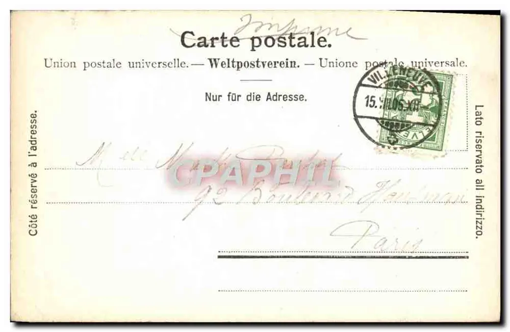 Chillon e Montreux — vista do castelo sobre o lago — Editor Timothée Jacot, Neuchâtel, n°214 - Verso