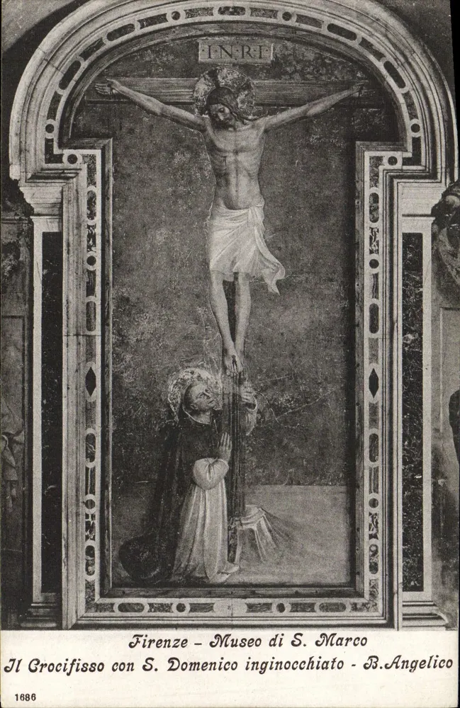 Het Kruisbeeld met S. Dominicus in kniebuiging — werk van B. Angelico — Museum van S. Marco, Florence — n° 1686 - Voorkant