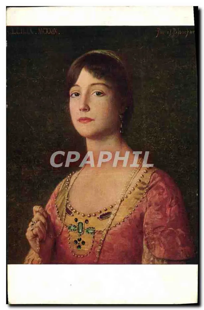 Ullicia Mexana — Retrato de mulher com vestido bordado — Juan de Blanchar - Frente