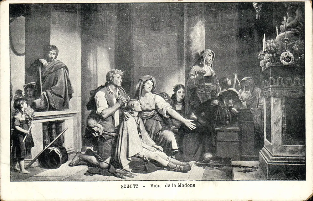 Vœu de la Madone — scène religieuse intérieure — SCHUTZ - Frente