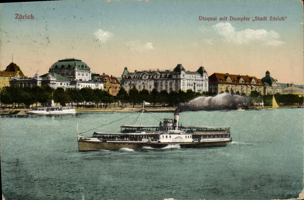 Zürich — Utoquai mit dem Dampfer "Stadt Zürich" — Edition Phot. Paul Bürkli, Zürich - Vorderseite