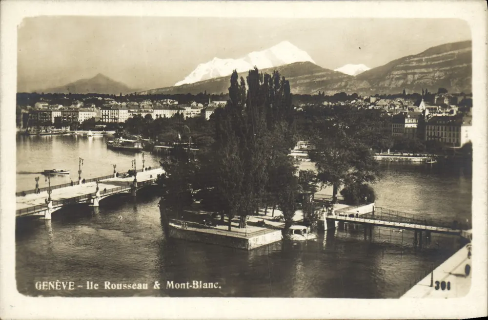 GENÈVE - Isola Rousseau & Mont-Blanc — editore Naine-Robert & Cie, n. 301 - Recto