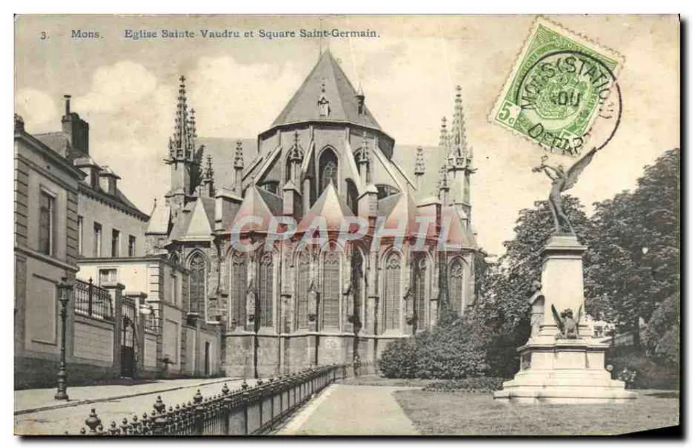 Mons. Kirche Sainte-Vaudru und Square Saint-Germain — Foto. H. Rogier, Brüssel, Nr. 3 - Vorderseite