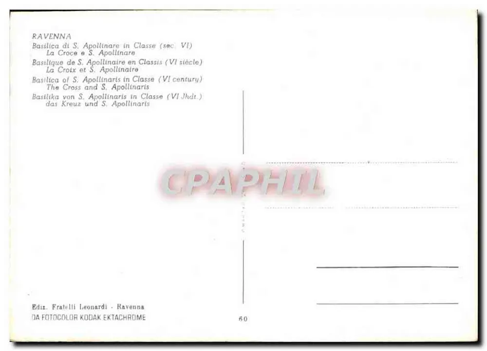 Basilika von S. Apollinaire in Classe — 6. Jahrhundert — Ediz. Fratelli Leonardi - Ravenna - Rückseite
