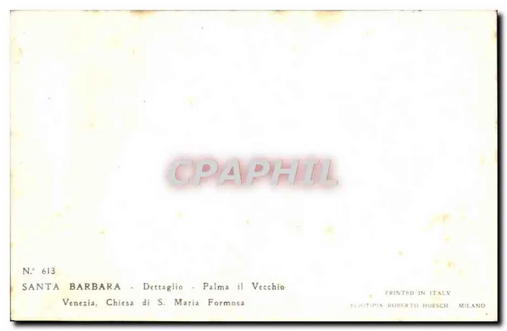 Santa Barbara — Detalhe da Virgem com a Coroa — Editor Roberto Hoesch, N° 613 - Verso