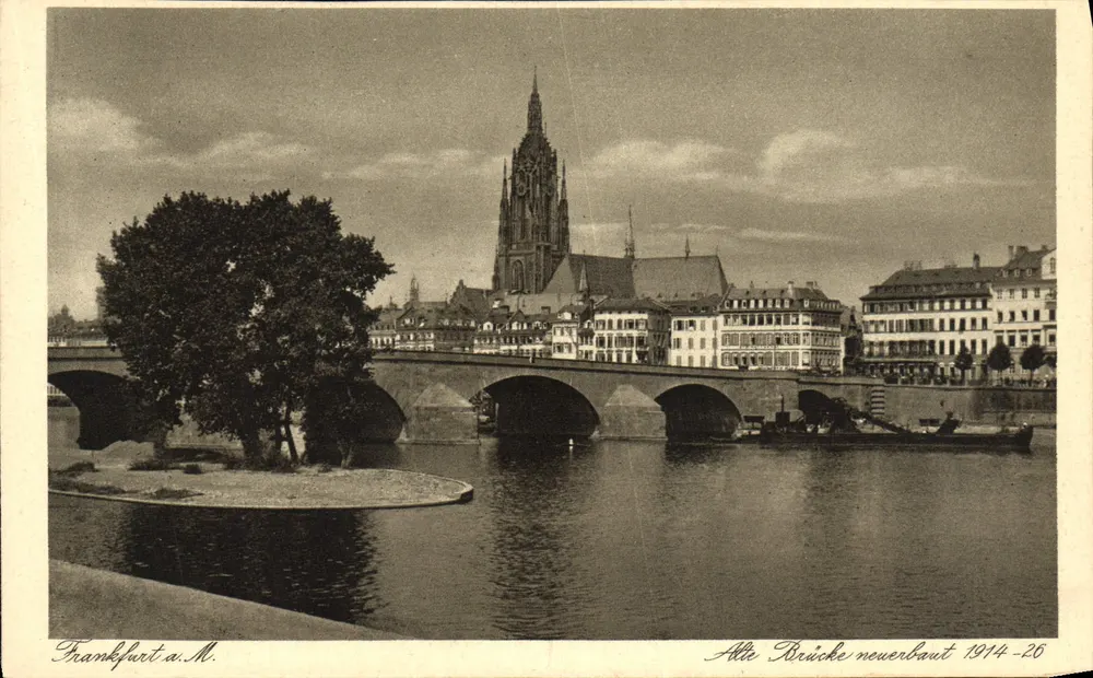Frankfurt a.M. — uitzicht op de Nieuwe Oude Brug met de kathedraal — uitgever Jacobe Kunstanstalt, n° 896 - Voorkant