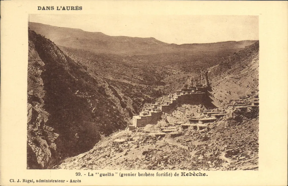 Die "guelâa" (verfestigte berberische Getreidespeicher) von Kebèche — Aurès — Cl. J. Rigal, Verwalter - Vorderseite