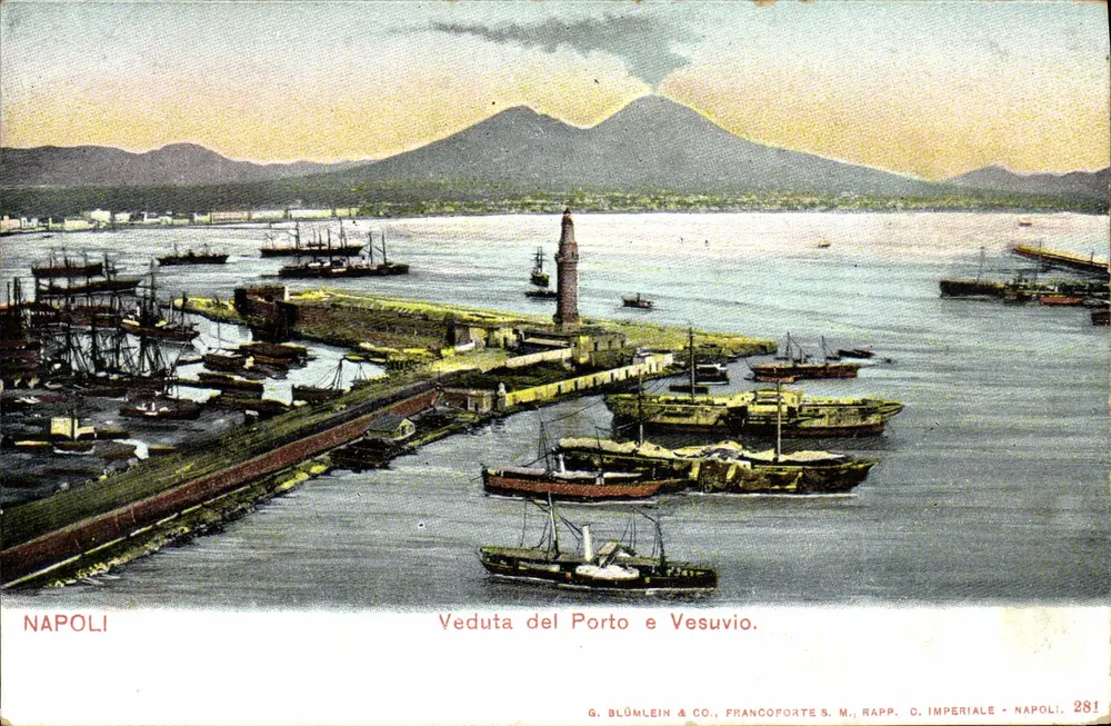Napoli — Ansicht des Hafens und des Vesuvs — G. Blümlein & Co., Frankfurt a.M., Rapp. C. Imperiale, Napoli, n° 281 - Vorderseite