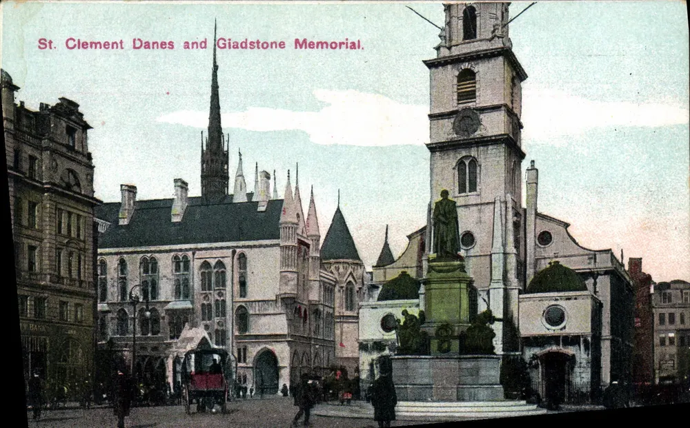 St. Clement Danes i Pomnik Gladstone'a — Londyn — wydawca nieodczytalny - Awers