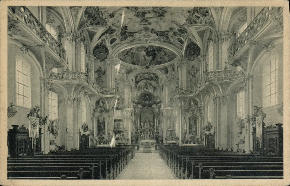 Zisterzienserkloster Birnau — Innenansicht der Kathedrale von Oberlenzing — Verlag Kirmswerlag Erwin Bunda, Freiburg i. Br., Nr. 50.566 - Vorderseite