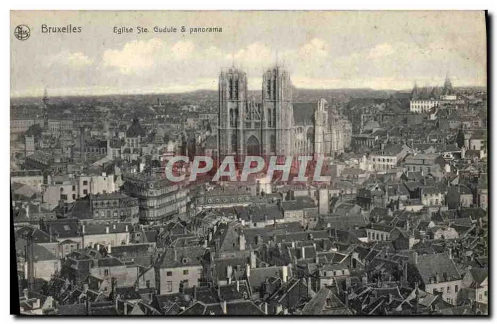Bruxelas — Igreja de Santa Gudula & panorama — Neis, Bruxelas, Série No. 265 - Frente