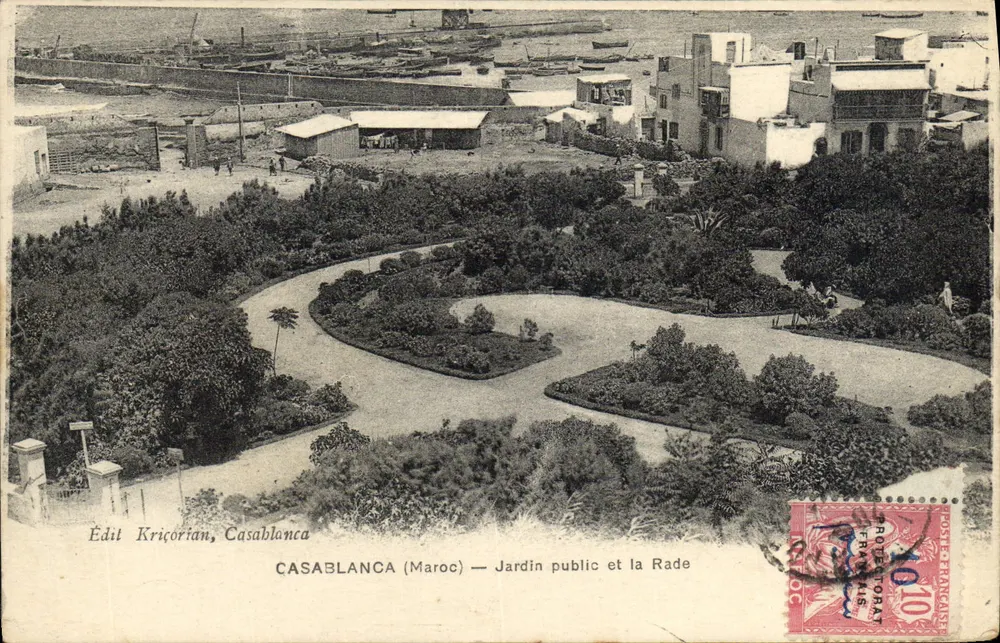 Casablanca (Marokko) — Öffentlicher Garten und Hafen — Verlag Kričorian, Casablanca - Vorderseite