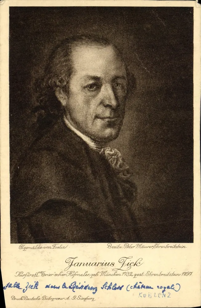 Januarius Fick — Retrato de um príncipe-bispo — Druck Deutsche Biographie, A. I. Siegburg - Frente
