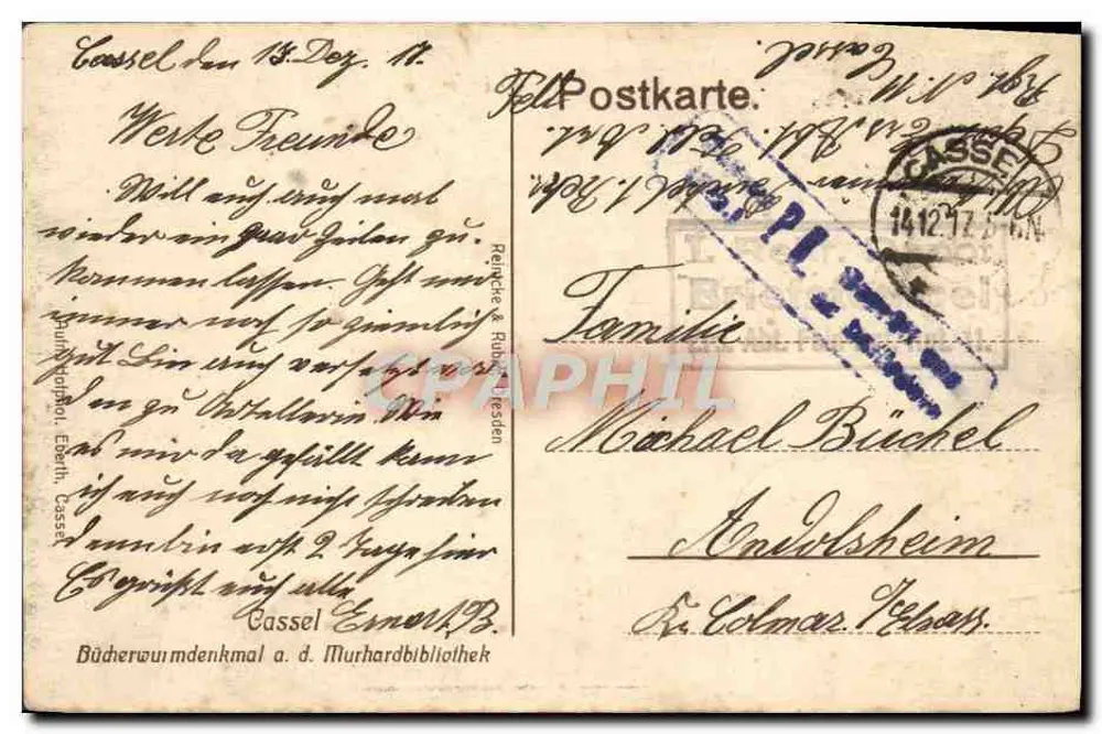 Die Holzhackerbrunnen in Cassel — Verlag Reinecke & Rübbel, Nr. 141272 - Rückseite